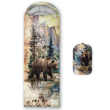 Imagem de AILONEN Sacos de dormir rústicos para acampamento, leves e impermeáveis, clima quente e frio para 3 estações, sacos de dormir retrô para crianças, meninos, meninas, adultos, viagens, atividades ao ar