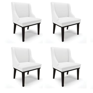 Imagem de Kit 04 Cadeiras de Jantar Liz Corino Branco Base Fixa Madeira Preto - D'Rossi