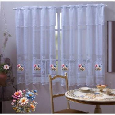 Imagem de Cortina Cozinha Renda Transfer Cozinha 2,50cm X 1,20cm Cortina - speed