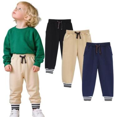 Imagem de Calças HILEELANG Toddler Boys Cotton Jogger, pacote com 3 unidades, 4Y