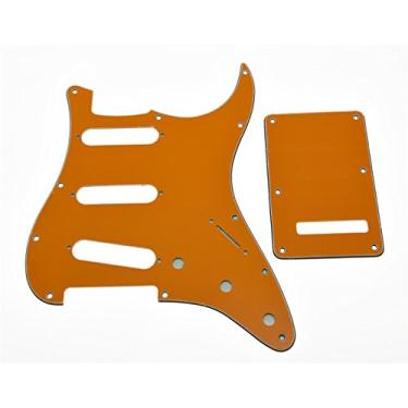 Imagem de Dopro 11 Hole Strat SSS Pickguard ST Placa Traseira Trem Capa para EUA/Mexicano FD Strat Laranja 3 Camadas