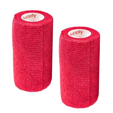 Imagem de Fita adesiva veterinária (vermelha) (pacote com 2) (7,6 cm x 4,5 m) autoadesiva, aderente, coesiva, flexível, autoadesiva, aderente, autoadesiva, aderente, aderente, flexível, autoadesiva, aderente,