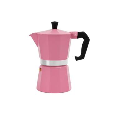 Imagem de Cafeteira Italiana de Metal 9 Xícaras Moka Rosa Resistente e Prática, Design Clássico Tradicional para Café Espresso Aromático em Casa ou Escritório