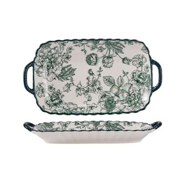 Imagem de Conjunto de pratos de rosas para uso doméstico, utensílios de mesa criativos - [30,5 cm] prato de peixe