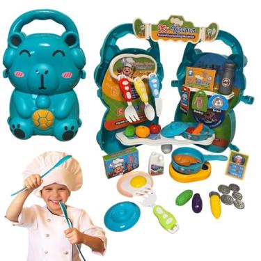 Imagem de Maleta Cozinha Infantil Portátil Ursinho Kit Completo com Acessórios e Maletinha Ideal Para Aniversário, Natal, Dia das Crianças Ótimo Para Levar Em Qualquer Passeio