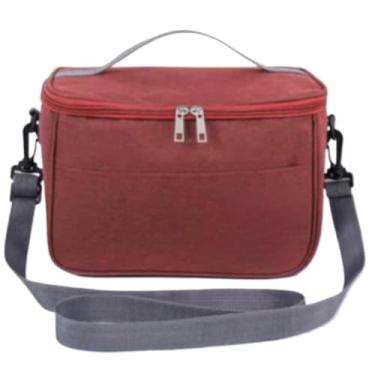 Imagem de Bolsa Térmica de Mão a Prova D'água Para Levar Sucos, Lanches e Marmitas (Vinho/G)