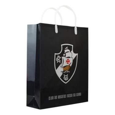 Imagem de Mileno Sacola de Presente do Vasco, Plástico, 33 x 9 x 27 cm, Estampada com Cores e Escudo, para Embalar Presentes em Ocasiões Especiais