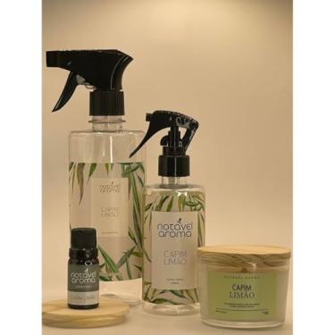Imagem de Kit Aromatizador Agua Perfumada Home Spray Essencia e Vela Aromatica 100g (CAPIM LIMÃO)