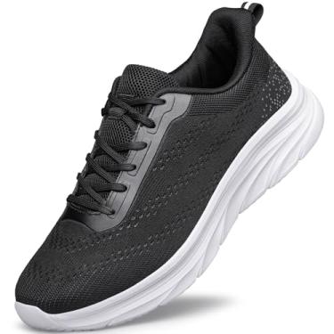 Imagem de Tênis de corrida masculino, casual, leve, para treino, academia, tênis, corrida, amortecimento, Preto, branco, 47