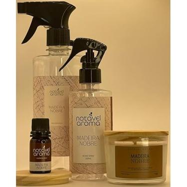 Imagem de Kit Aromatizador Agua Perfumada Home Spray Essencia e Vela Aromatica 100g (MADEIRA NOBRE)