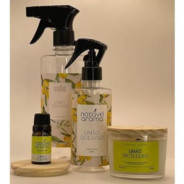 Imagem de Kit Aromatizador Agua Perfumada Home Spray Essencia e Vela Aromatica 100g (LIMÃO SICILIANO)