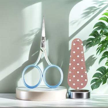 Imagem de Tesoura de costura pequena para bordado e artesanato de 9 cm com capa de couro PU - Lâminas de aço inoxidável para corte de linha