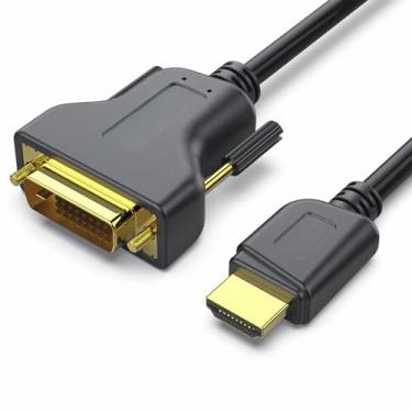Imagem de HDMI para DVI, bidirecional DVI-D 24+1 macho para HDMI macho cabo adaptador de alta velocidade compatível com 1080p Full HD compatível com Raspberry Pi, Roku, One, PS4 PS3, placa de vídeo