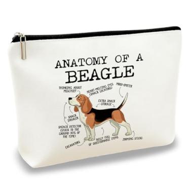 Imagem de Bolsa de maquiagem engraçada, prática e durável, anatomia de um beagle, bolsa cosmética de cachorro fofo para meninas e mães, bolsa de maquiagem pequena e portátil para viagens diárias e viagens