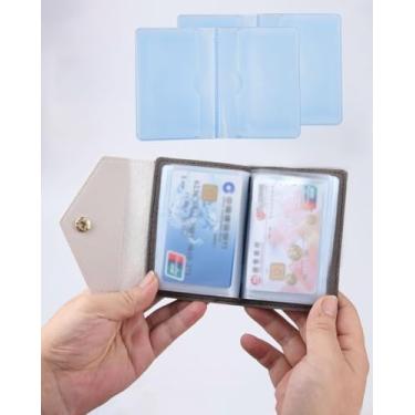 Imagem de 2 porta-cartões de plástico transparente para cartões de crédito/identidade/cartões de visita, 20 compartimentos para foto