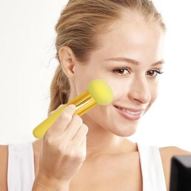 Imagem de Esponja de maquiagem de base com alça para aplicação e mistura impecáveis, amarela