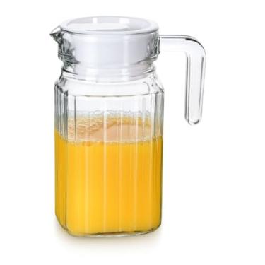 Imagem de Vidro Jarra para Suco água 1L ou 500ml Casa Jarra para Cozinha Vidro Com Tampa(2 JARRA 500ML)