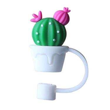 Imagem de Tampa de palha de cacto verde, capa de palha de silicone fofa para copo Stanley, canudo à prova de poeira pontas de canudo reutilizáveis tampas dispensadores de canudo (HD453)