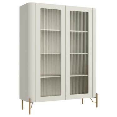 Imagem de Cristaleira Sala De Jantar 2 Portas Vidro Pés Industrial Dourado Naim I03 Luna - Lyam Decor