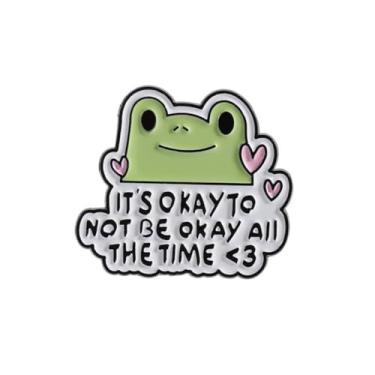 Imagem de Alfinetes de esmalte de sapo fofo frase em inglês inspiradora broche de sapo inspirador para jaquetas, mochilas, presente infantil, One SIze, Metal, Sem Pedra Preciosa