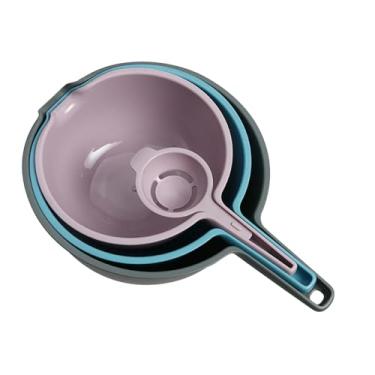 Imagem de Generic Conjunto de tigelas para servir, bico de despejo com alça e escorredor, tigela para waffles, panquecas, restaurantes e jantares, Roxo Azul Cinza