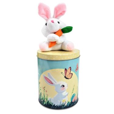 Imagem de Lata Biscoito Decorativa Pascoa Metal Coelho Presente Poa