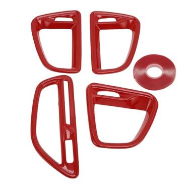 Imagem de TUCKBOLD Moldura de cobertura de ventilação de saída de ar condicionado para Dodge Challenger 2015-2024 console central (centro frontal esquerdo dianteiro direito) vermelho 1 conjunto