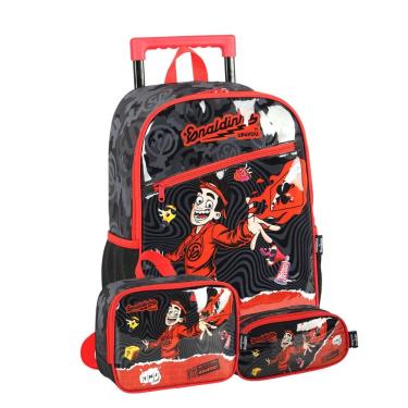 Imagem de Mochila de Rodas Enaldinho Youtuber Lancheira e Estojo Duplo