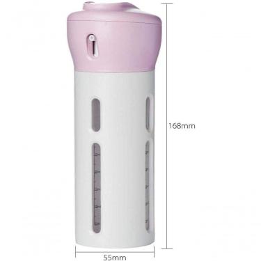 Imagem de Dispenser Garrafa 4 Em 1 Loção Portátil Shampoo Gel Cremes Rosa Viagens
