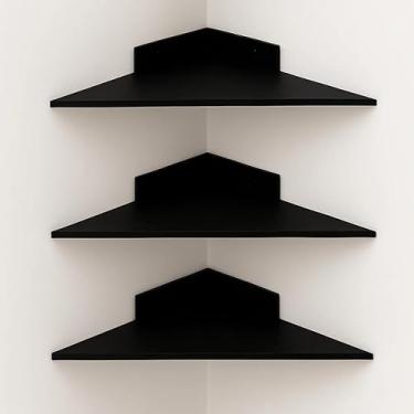 Imagem de Prateleira de Canto, Kit Trio Canto Prateleiras de Canto Mdf, 35x35cm(CANTO PRETO)