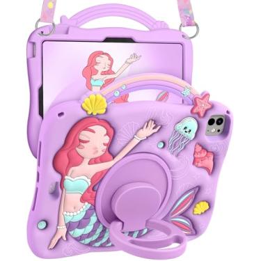 Imagem de Boaretiu Capa para iPad Air de 11 polegadas M3/M2 - para iPad Pro de 11 polegadas, desenho fofo, sereias, meninas, adolescentes, silicone macio, 4ª/5ª geração, capa para tablet de 10,9 polegadas com