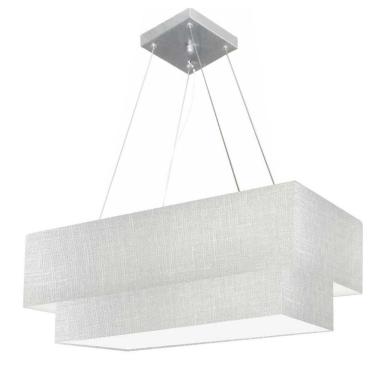 Imagem de Lustre Pendente Duplo Retangular Vivare Md-4321 Cúpula Em Tecido 80x40cm X 70x30cm - Bivolt Rustico-cinza 127/220v