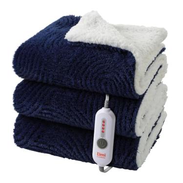 Imagem de TiMiCalda Cobertor elétrico aquecido – 127 cm x 152 cm cobertor de aquecimento jacquard macio aconchegante com 4 níveis de calor 4 horas de desligamento automático, manto elétrico com proteção contra
