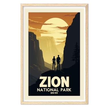 Imagem de Cartazes vintage do Parque Nacional de Zion - Arte de parede de pôsteres de viagem, decoração de parede com imagens de natureza, arte de parede de parque nacional, impressões de parques nacionais para