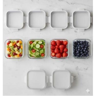 Imagem de KIT 6 Potes de Vidro Retangular com Tampa Hermética 1040ml - Armazenamento Seguro Conservação de Alimentos Organizador para Cozinha Produtos Secos