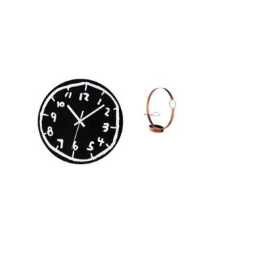 Imagem de Fenteer Relógio de Parede de Acrílico Minimalista Moderno E Suporte de Ferro para Garrafa de Vinho, Organizador, Arte Decorativa para Cozinha, Escritório, Sal