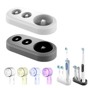Imagem de Suporte de escova de dentes para Oral B, base de suporte de substituição compatível com escova de dentes elétrica Oral-B e 4 peças de capa de cabeças de escova de dentes, organizador de escova de