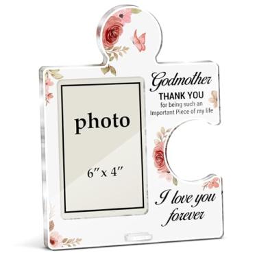Imagem de XFFJGVR Porta-retrato de madrinha do afilhado, presente de aniversário e Natal para madrinha de acrílico, quebra-cabeça, mesa, molduras, foto vertical de 15 x 10 cm