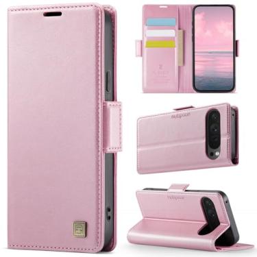 Imagem de XKchatpt Capa de telefone para Google Pixel 9 Pro, capa carteira de couro PU com bloqueio RFID, 3 porta-cartões, capa protetora à prova de choque para Google Pixel 9 Pro (ouro rosa)