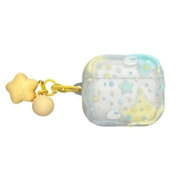 Imagem de GUAYQAT Capa de fone de ouvido para Airpods 4, linda capa protetora de TPU fashion estrela coelhinho estilo flor, compatível com AirPods 4ª geração para meninas e mulheres (coelhinho estrela)