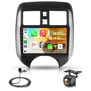 Imagem de 4G + 64G Android estéreo para Nissan Versa Note 2014-2018 atualização de rádio, unidade de cabeça de tela sensível ao toque de 9 polegadas, Driauto estéreo para carro com carplay sem fio, Android