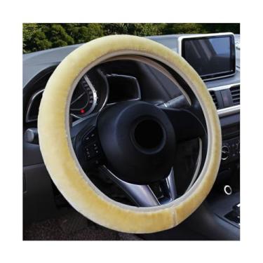 Imagem de Augeny Capa de volante de carro felpuda, protetor de volante de pelúcia macia antiderrapante, capas de roda elásticas de 38 cm, acessórios quentes de inverno para interior de veículo universal para