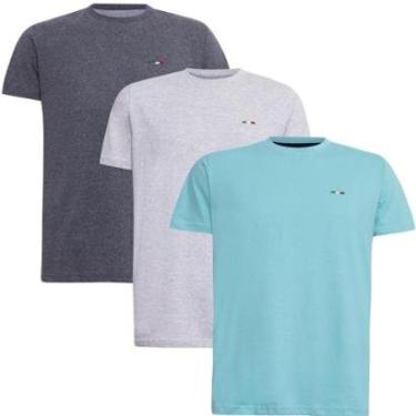 Imagem de Kit 3 Peças Camisetas Básicas Masculina FMF em Algodão Premium no Estilo Tommy Bordado Itália-Masculino