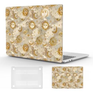 Imagem de CozyNestCY Capa branca para MacBook Air 13 polegadas 2022 2021 2020 2019 2018 bonito sol lua estrelas plástico capa rígida Touch ID A1932 A2179 M1 A2337 Design exclusivo Slim Protect Case
