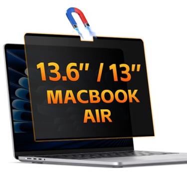 Imagem de Juvraixo Protetor de tela magnético de privacidade para Macbook Air 13,6/13 polegadas (2022-2025, M2, M3, M4), fosco removível privado antirreflexo de luz azul para laptop Mac de 13,6 polegadas