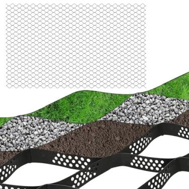 Imagem de Gravel Ground Grid, 5 cm de espessura de plástico Geo Grid Estabilizador de entrada de automóveis com geogrelha resistente de 25 cm para pista de passarela condução jardim paisagismo estacionamentos