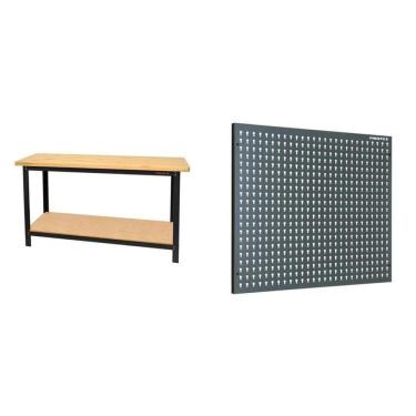 Imagem de Conjunto de Organização Profissional 1 Bancada Aberta 150cm 1 Painel para Ferramentas em Aço Presto Preto