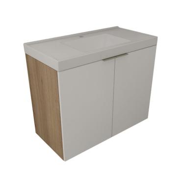 Imagem de Gabinete de Banheiro com Pia Vittare 2 Portas Carvalho e Nude