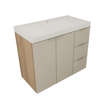 Imagem de Gabinete de Banheiro com Pia Vittare 2 Portas 3 Gavetas Carvalho e Branco