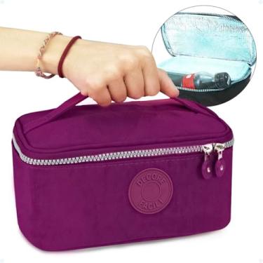 Imagem de Bolsa Termica Marmita Feminina Masculina Fitness Pequena Marmiteira Lancheira Infantil Adulto 2,2L Para Lanches Garrafinha Camping Praia Viagem Academia Freezer Passeio Escola (Roxo)